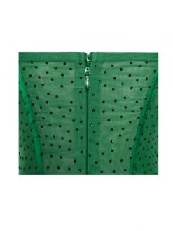 Miss Circle Holly Green Crystallized Corset High Slit Satin Gown