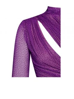 Miss Circle Alaya Dahlia Mesh Crystal One Sleeve Cutout Dress