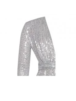 Miss Circle Tasha Silver Sequin Jumpsuit With Waist Tie
