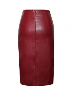 Miss Circle New In Bria Burgundy Vegan Leather Skirt
