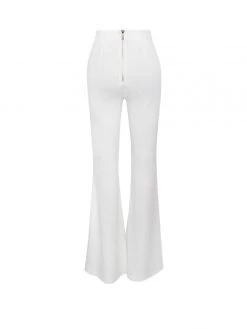 Miss Circle Rylee White Stretch Crepe Trousers Bottoms