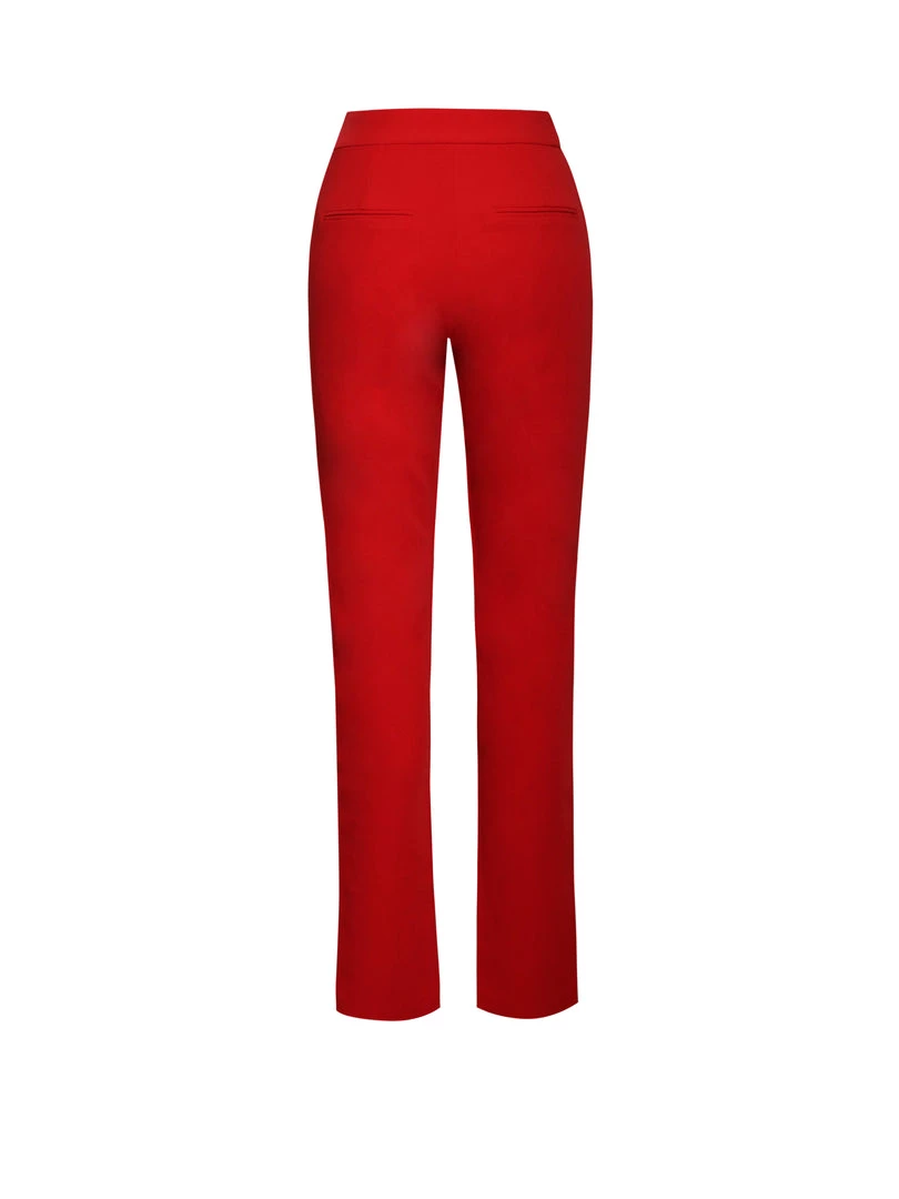 Miss Circle Vayla Red Skinny Fit Crepe Trousers