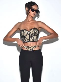 Miss Circle Corsets Gia Black Lace Corset Cropped Top
