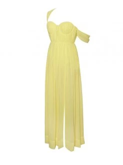 Miss Circle Paradise High Slit Yellow Chiffon Maxi Dress Dresses