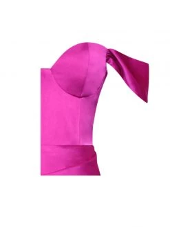 Miss Circle Corsets Zarah Fuchsia High Slit Corset Satin Dress