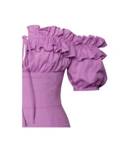 Miss Circle Quinley Lilac Off Shoulder Linen Midi Dress Sale