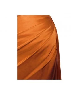 Miss Circle Corsets Zayda Orange High Slit Corset Satin Gown
