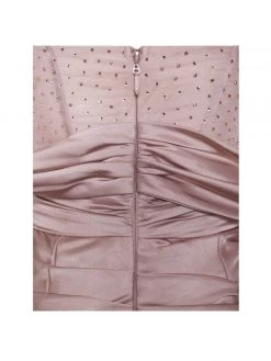 Miss Circle Corsets Darlene Latte Off Shoulder Corset Satin Dress With Crystals