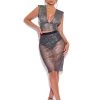 Miss Circle Best Sellers Rhinestone Eyes Fishnet Crystal Skirt
