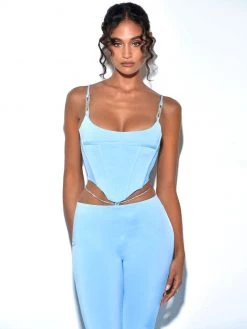 Miss Circle Corsets Tristyn Baby Blue Crystal Strap Corset Top