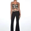 Miss Circle Gabrielle Black Lace Cutout Flare Pants
