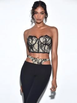Miss Circle Corsets Gia Black Lace Corset Cropped Top