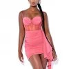 Miss Circle Yolie Salmon Pink Ruched Draping Mesh Corset Dress