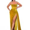 Miss Circle Priya Gold Draping Corset High Slit Velvet Gown