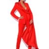 Miss Circle Vayla Red Skinny Fit Crepe Trousers