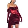 Miss Circle Corsets Irisa Burgundy Draping Off Shoulder Corset Dress