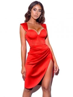 Miss Circle Hedy Red Satin Corset Dress Corsets