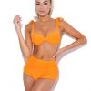 Miss Circle Milana Orange Ruched Bikini Bottom