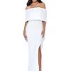 Miss Circle Yuliana White Off Shoulder Long Sweater Dress With Foldover Neckline Dresses