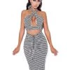 Miss Circle Dresses Hayden Houndstooth Crisscross Halter Neck Dress