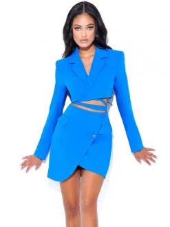 Miss Circle Dalia Blue Asymmetrical Mini Skirt