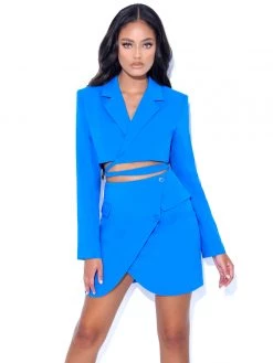 Miss Circle Dalia Blue Asymmetrical Mini Skirt