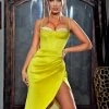 Miss Circle Nyla Lemon Satin Corset Dress With Crystals Corsets