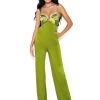 Miss Circle Sale Onika Olive Satin And Crepe Jumpsuit