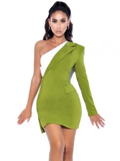 Miss Circle Zola Olive One Sleeve Blazer Dress Sale
