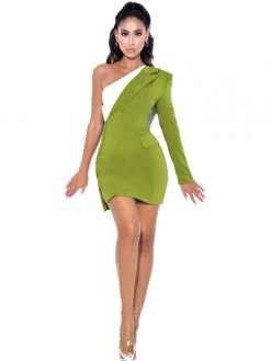 Miss Circle Zola Olive One Sleeve Blazer Dress Sale