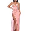 Miss Circle Vanity Blush Pink Satin High Slit Draping Corset Gown With Crystals Corsets