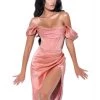 Miss Circle Wiley Blush Pink Satin Off Shoulder Corset Dress