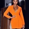 Miss Circle Freya Orange Crystal Fringe Blazer Dress