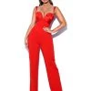 Miss Circle Onika Red Satin And Crepe Jumpsuit New In
