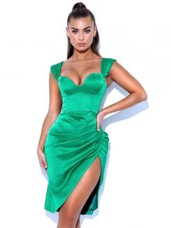 Miss Circle Corsets Hedy Green Satin Corset Dress