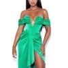 Miss Circle Dreya Green Off Shoulder Satin Corset Dress Corsets