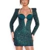 Miss Circle Melina Emerald Green Long Sleeve Sequin Dress Dresses