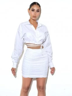 Miss Circle Bottoms Ohana White Ruched Skirt