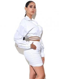 Miss Circle Bottoms Ohana White Ruched Skirt