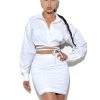 Miss Circle Tops Oleen White Shirt Top With Waist Tie