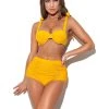 Miss Circle Swim Collection Milana Yellow Ruched Bikini Bottom
