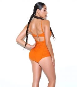 Miss Circle Swim Collection Lira Tan Ruched One Piece Swimsuit
