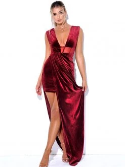 Miss Circle Yanis Burgundy Velvet Mesh Corset Gown Corsets