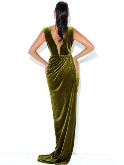 Miss Circle Corsets Yanis Olive Velvet Mesh Corset Gown