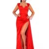 Miss Circle Zayda Red High Slit Corset Satin Gown