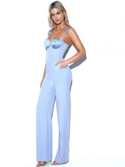 Miss Circle Sarina Baby Blue Satin Corset Jumpsuit