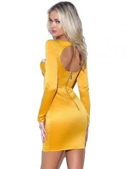 Miss Circle Camila Gold Satin Corset Dress With Crystals