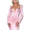 Miss Circle Camila Pink Satin Corset Dress With Crystals Corsets