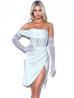 Miss Circle Sabrina White Mesh Satin Corset Dress Corsets