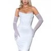Miss Circle Corsets Gianna White Ruched Satin Corset Dress